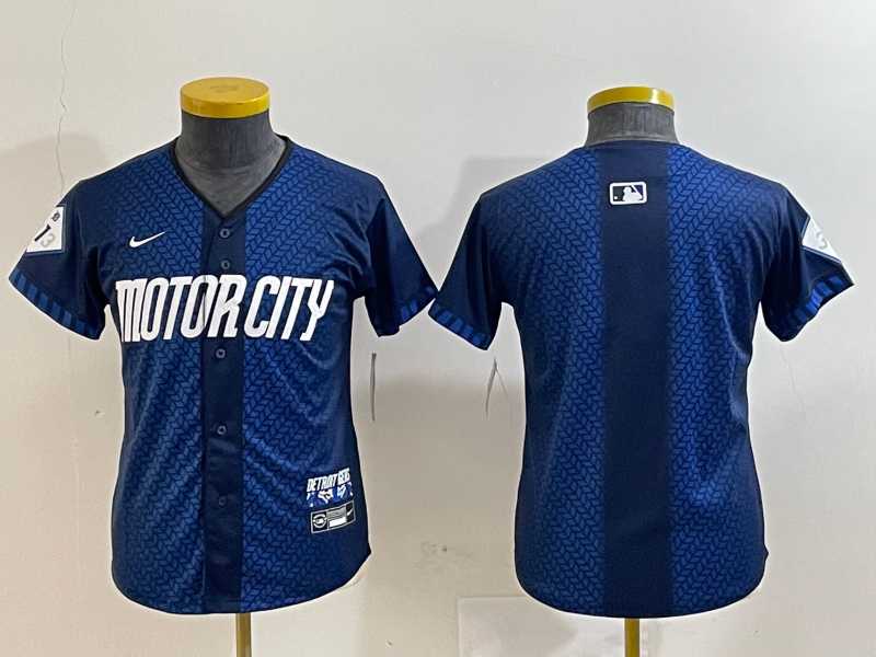 Youth Detroit Tigers Blank 2024 Navy City Connect Cool Base Limited Stitched Jersey->mlb youth jerseys->MLB Jersey